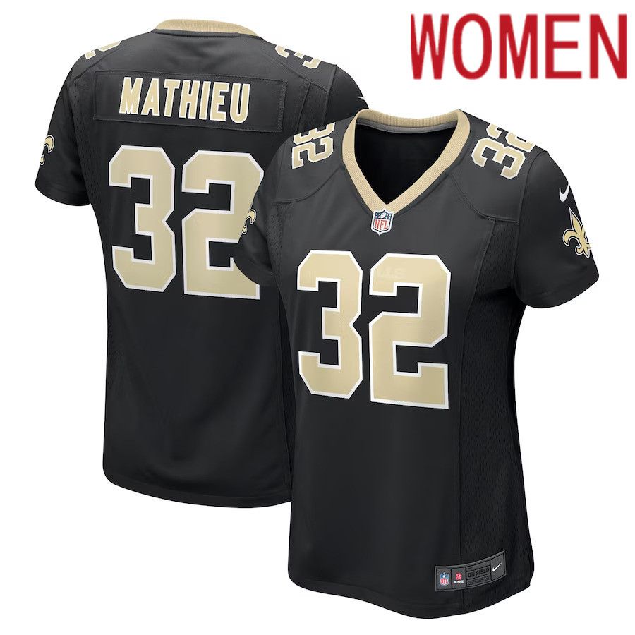 Women New Orleans Saints #32 Tyrann Mathieu Nike Black Game NFL Jersey
